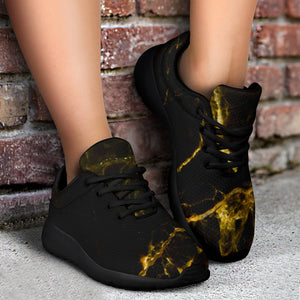 Black Gold Marble Print Sport Shoes GearFrost