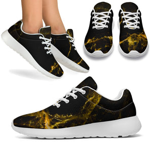 Black Gold Marble Print Sport Shoes GearFrost