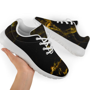 Black Gold Marble Print Sport Shoes GearFrost