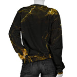 Black Gold Marble Print Women's Crewneck Sweatshirt GearFrost
