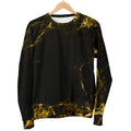 Black Gold Marble Print Women's Crewneck Sweatshirt