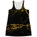 Black Gold Marble Print Women's Racerback Tank Top
