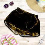 Black Gold Marble Print Women's Shorts