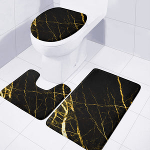 Black Gold Scratch Marble Print 3 Piece Bath Mat Set