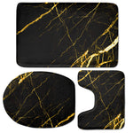 Black Gold Scratch Marble Print 3 Piece Bath Mat Set