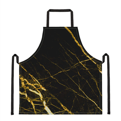 Black Gold Scratch Marble Print Apron