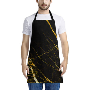 Black Gold Scratch Marble Print Apron