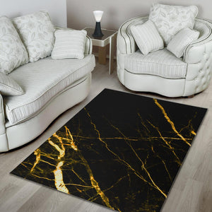 Black Gold Scratch Marble Print Area Rug GearFrost