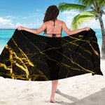 Black Gold Scratch Marble Print Beach Sarong Wrap