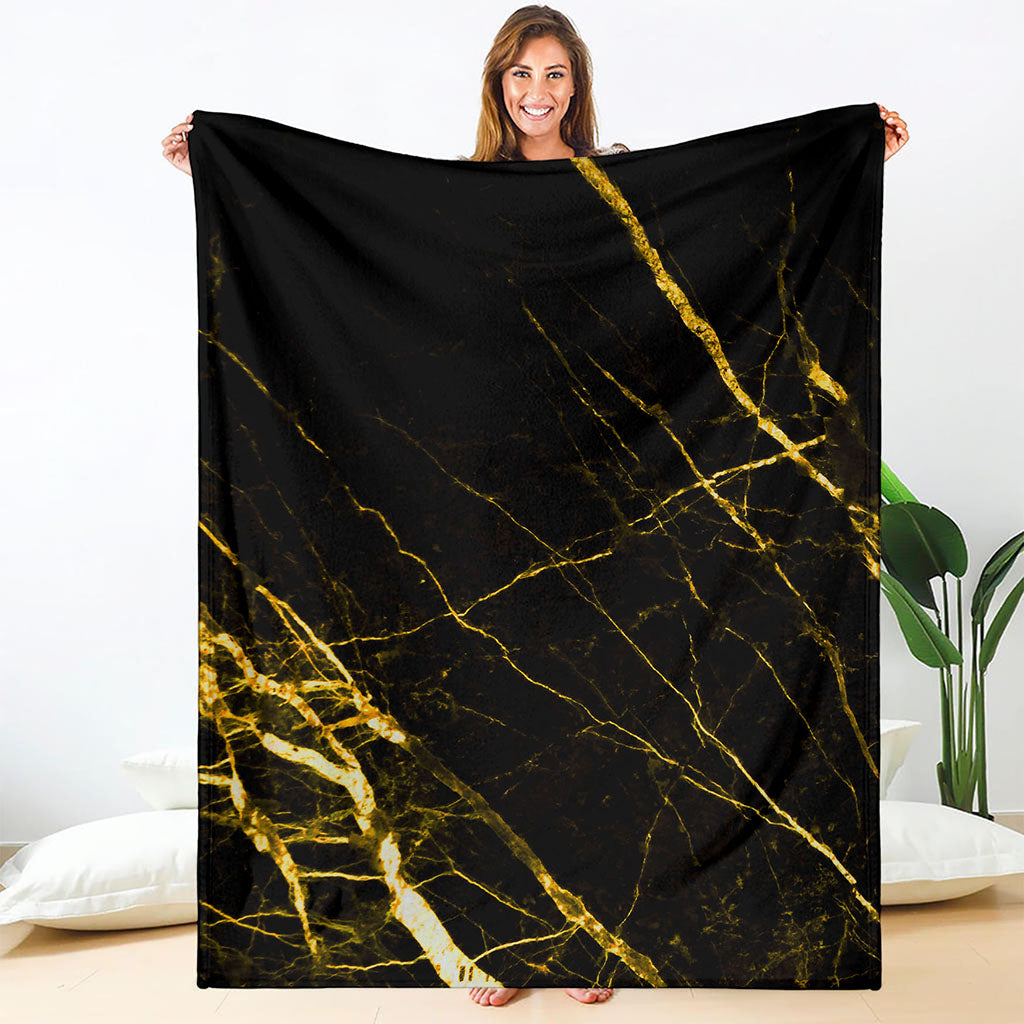 Black Gold Scratch Marble Print Blanket