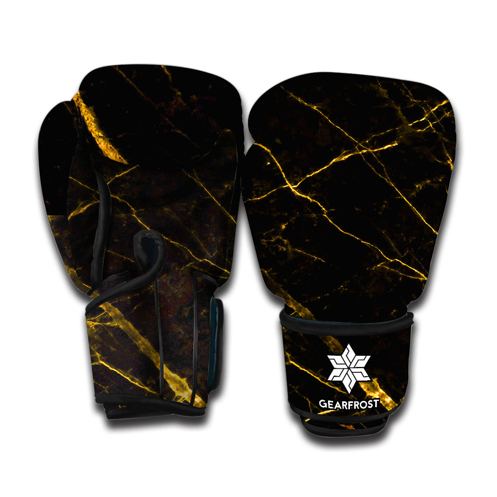 Black Gold Scratch Marble Print Boxing Gloves