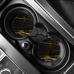 Black Gold Scratch Marble Print Car Coasters