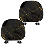 Black Gold Scratch Marble Print Car Headrest Covers