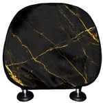 Black Gold Scratch Marble Print Car Headrest Covers