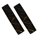 Black Gold Scratch Marble Print Car Seat Belt Covers