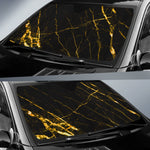 Black Gold Scratch Marble Print Car Sun Shade GearFrost