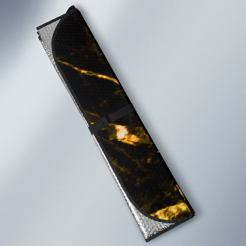 Black Gold Scratch Marble Print Car Sun Shade GearFrost