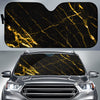 Black Gold Scratch Marble Print Car Sun Shade GearFrost