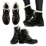 Black Gold Scratch Marble Print Comfy Boots GearFrost