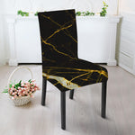 Black Gold Scratch Marble Print Dining Chair Slipcover