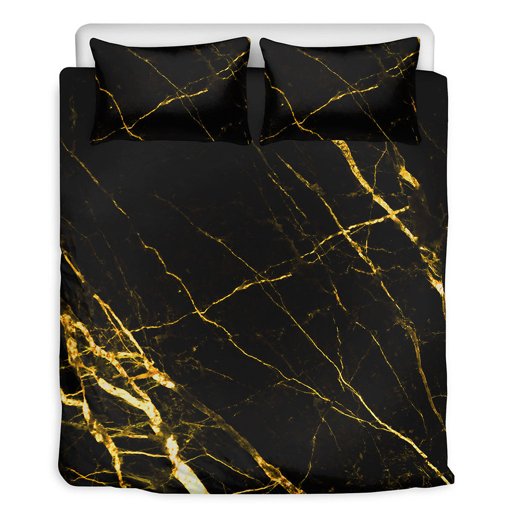 Black Gold Scratch Marble Print Duvet Cover Bedding Set