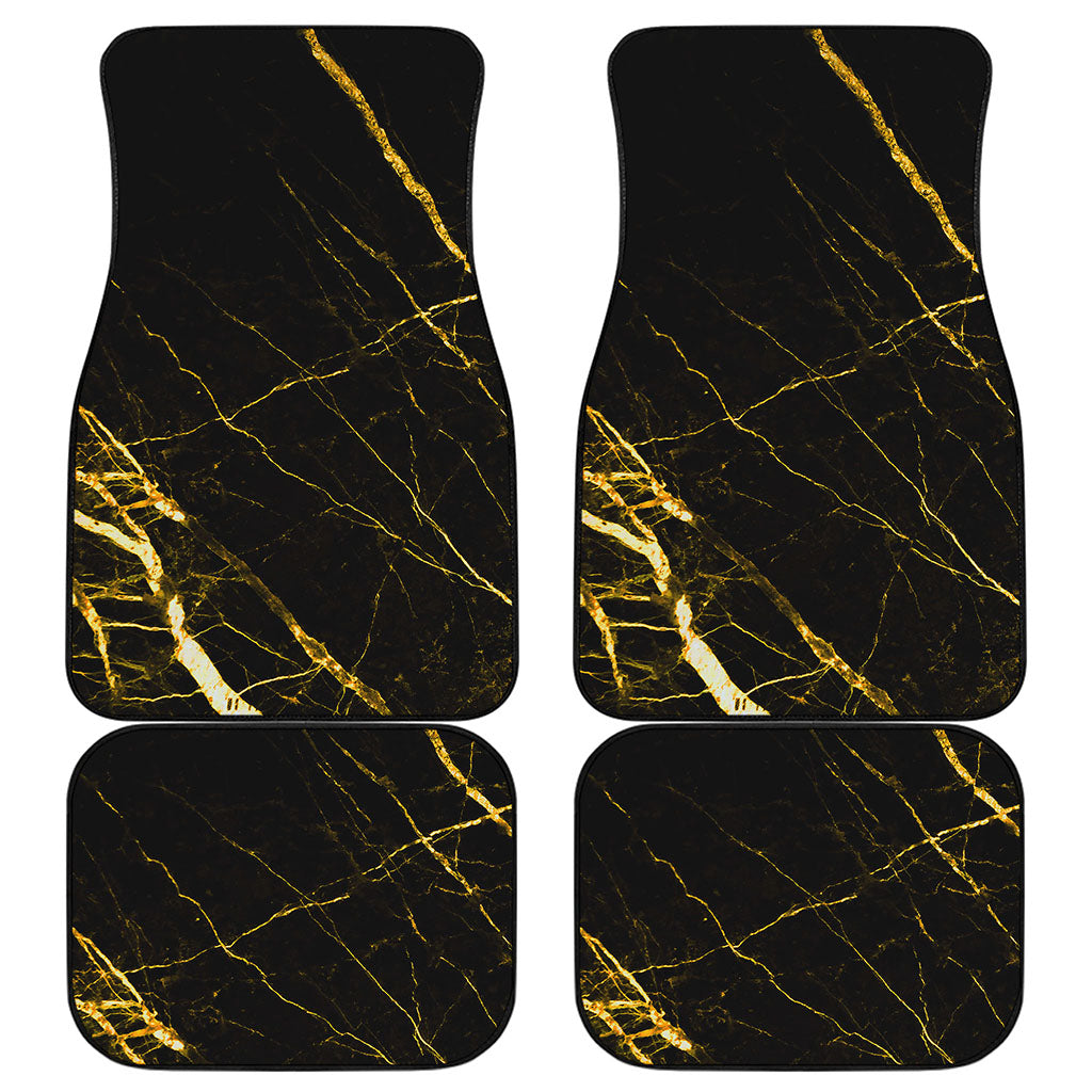 Black Gold Scratch Marble Print Front and Back Car Floor Mats