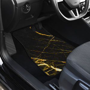 Black Gold Scratch Marble Print Front and Back Car Floor Mats