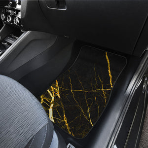 Black Gold Scratch Marble Print Front and Back Car Floor Mats