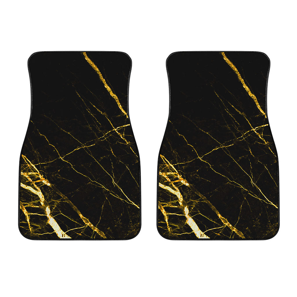 Black Gold Scratch Marble Print Front Car Floor Mats