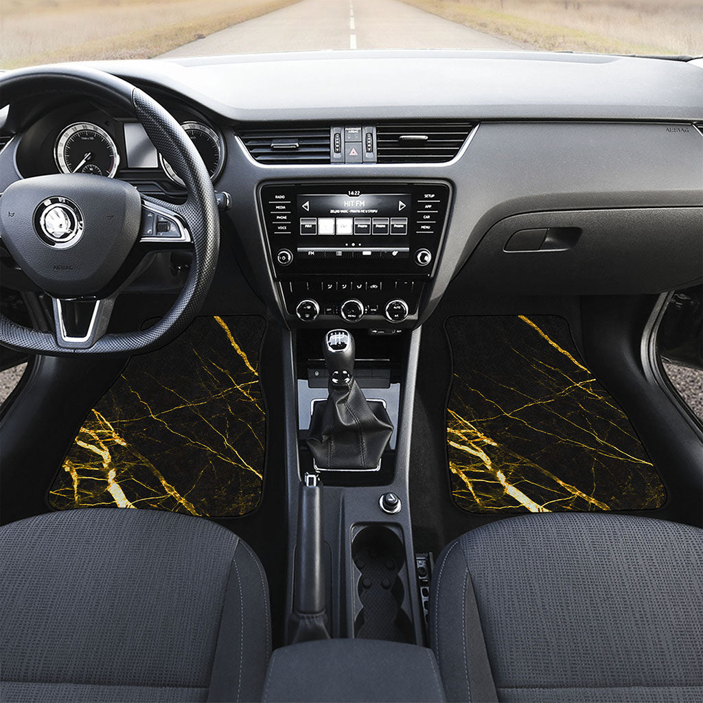 Black Gold Scratch Marble Print Front Car Floor Mats