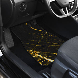 Black Gold Scratch Marble Print Front Car Floor Mats