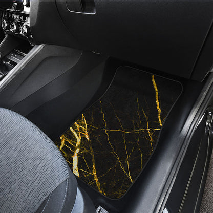 Black Gold Scratch Marble Print Front Car Floor Mats