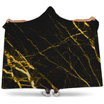 Black Gold Scratch Marble Print Hooded Blanket