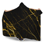 Black Gold Scratch Marble Print Hooded Blanket