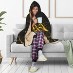 Black Gold Scratch Marble Print Hooded Blanket