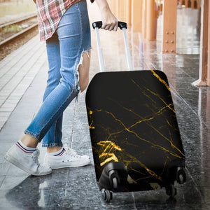 Black Gold Scratch Marble Print Luggage Cover GearFrost