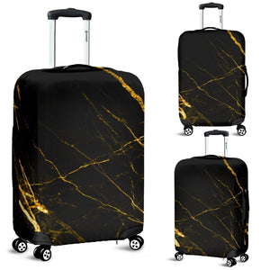 Black Gold Scratch Marble Print Luggage Cover GearFrost