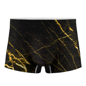 Black Gold Scratch Marble Print Men's Boxer Briefs