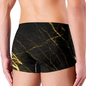 Black Gold Scratch Marble Print Men's Boxer Briefs