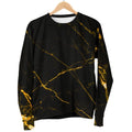 Black Gold Scratch Marble Print Men's Crewneck Sweatshirt