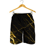 Black Gold Scratch Marble Print Men's Shorts