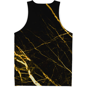 Black Gold Scratch Marble Print Men's Tank Top