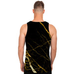 Black Gold Scratch Marble Print Men's Tank Top