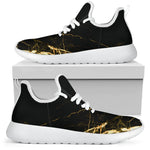 Black Gold Scratch Marble Print Mesh Knit Shoes GearFrost