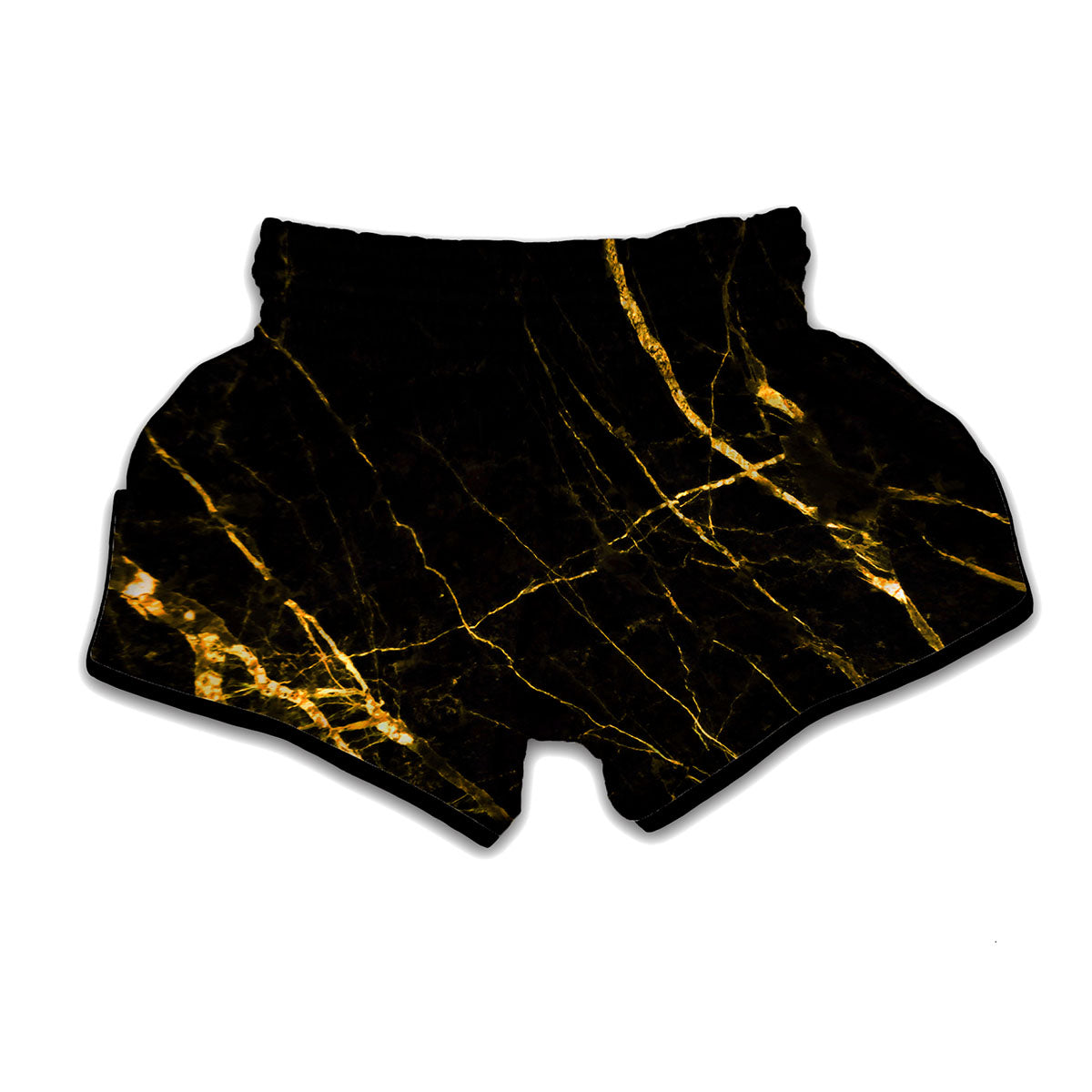 Black Gold Scratch Marble Print Muay Thai Boxing Shorts