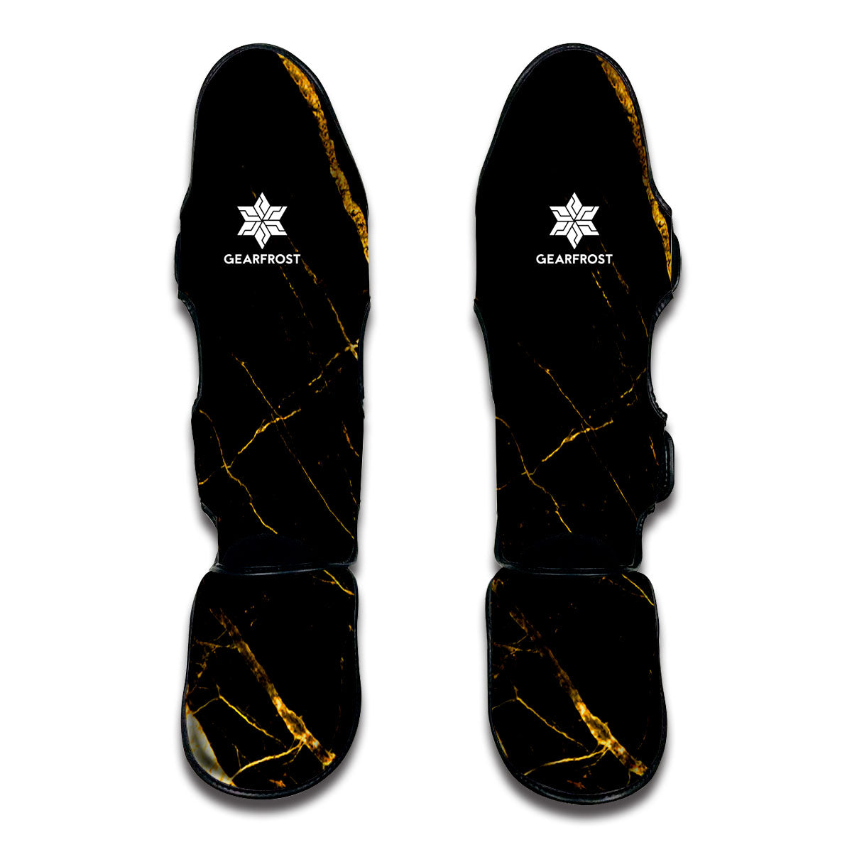 Black Gold Scratch Marble Print Muay Thai Shin Guard