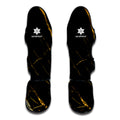 Black Gold Scratch Marble Print Muay Thai Shin Guards