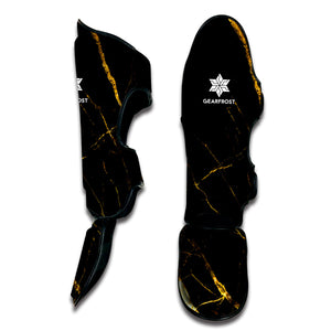 Black Gold Scratch Marble Print Muay Thai Shin Guard