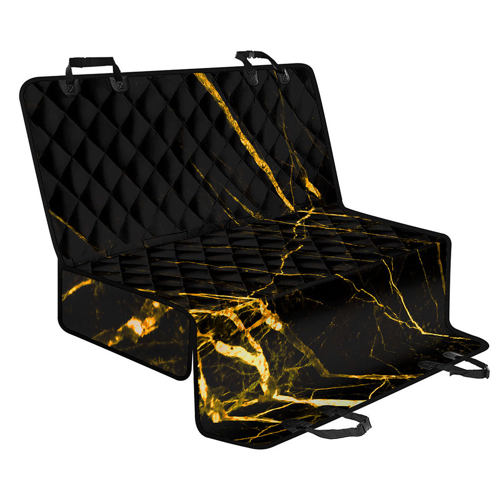 Black Gold Scratch Marble Print Pet Car Back Seat Cover