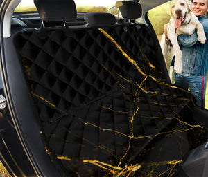 Black Gold Scratch Marble Print Pet Car Back Seat Cover